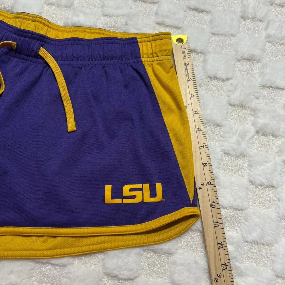 Nike LSU Tigers Womens Large Reversible Athletic Running Shorts Purple Gold